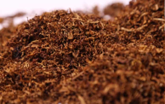 Close-up view of cut rag tobacco